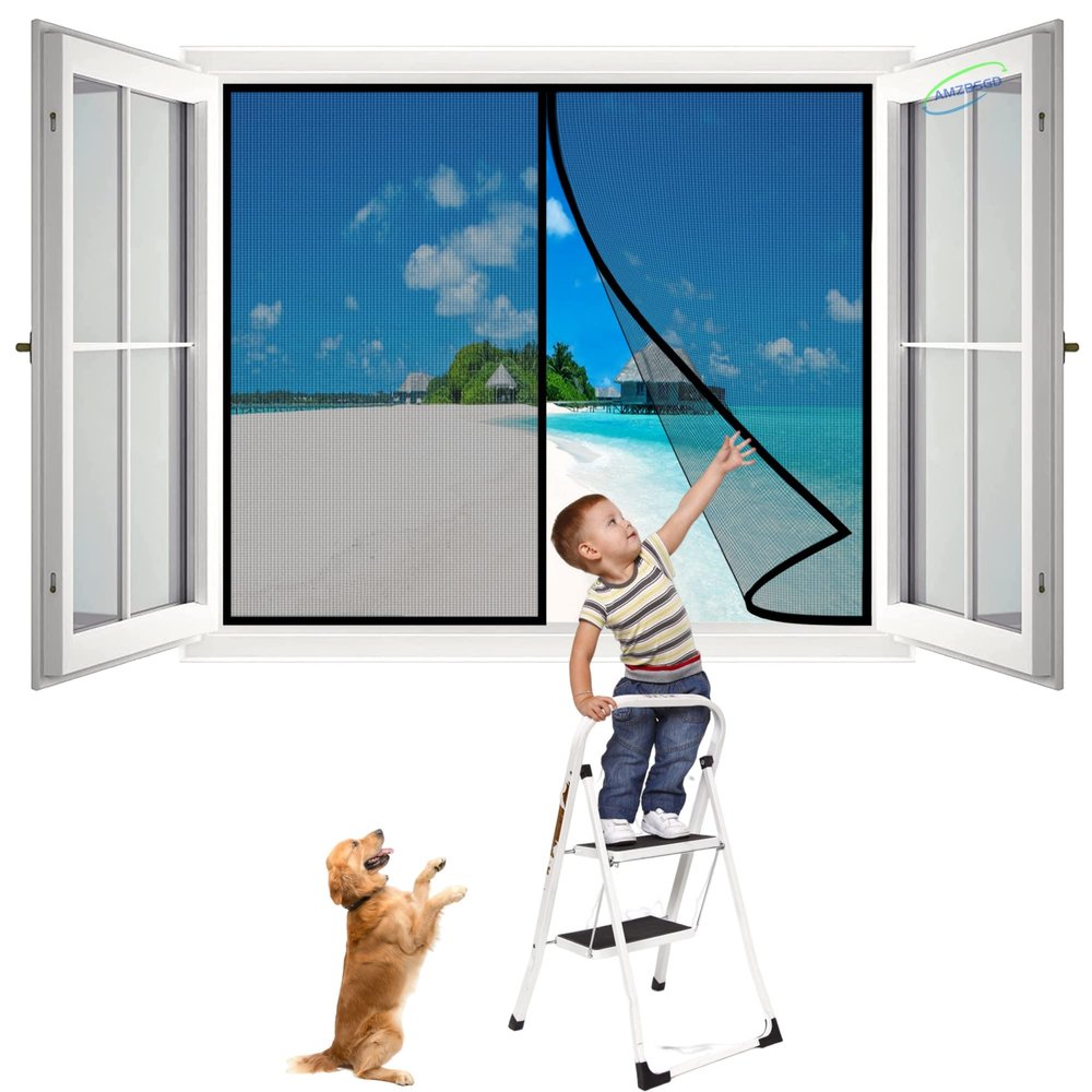 Magnetic Insect Screen for Windows, 110 x 160 cm, Black H
