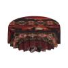 Southwest Deer Sky Lodge Stripe Russet 60-Inch Round Printed Washable Tablecloth view 1