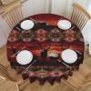 Southwest Deer Sky Lodge Stripe Russet 60-Inch Round Printed Washable Tablecloth view 2