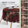 Southwest Deer Sky Lodge Stripe Russet 60-Inch Round Printed Washable Tablecloth view 3