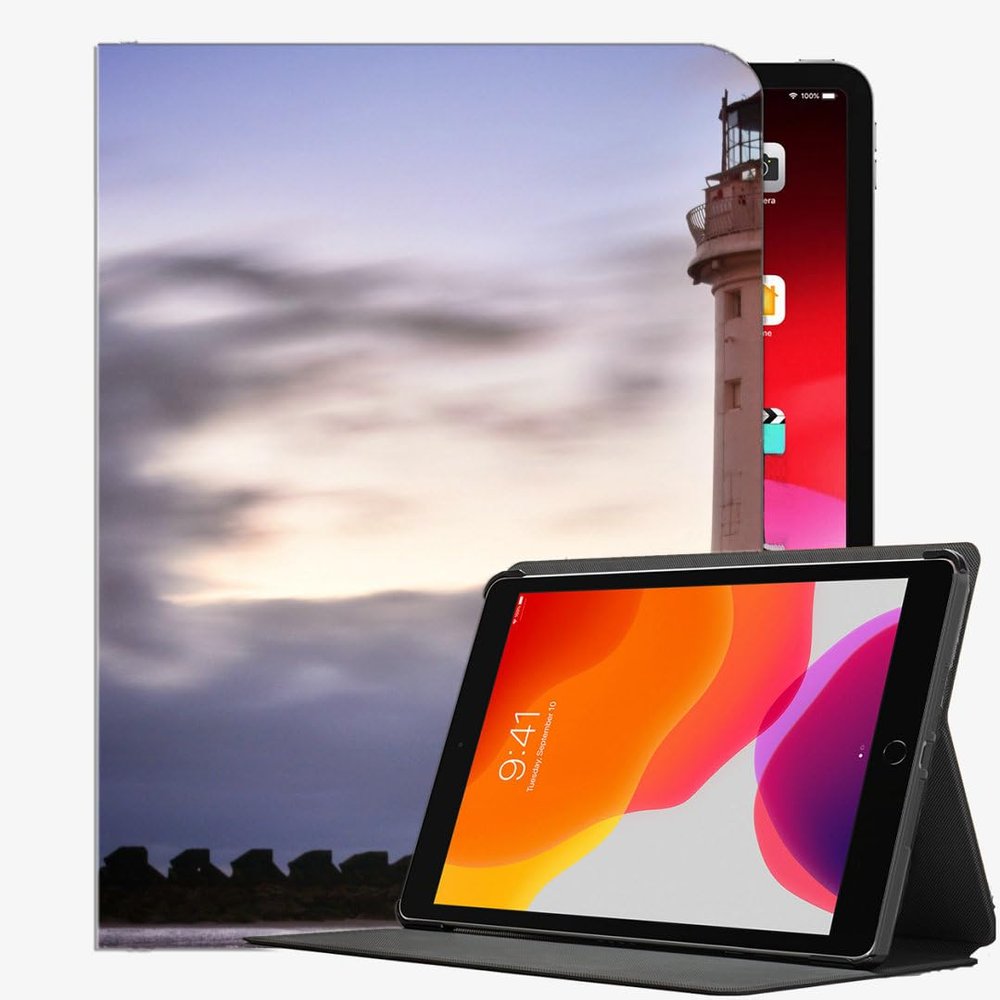 YENDOSTEEN Case for iPad 9.7-inch 2017/2018, iPad Air 2, and iPad Air, Wexford Waterford Lighthouse Design with Auto Sleep/Wake