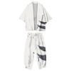 Beokeuioe Men's Haori Jacket and Shorts Tracksuit, Retro 2-Piece Kimono Set view 4