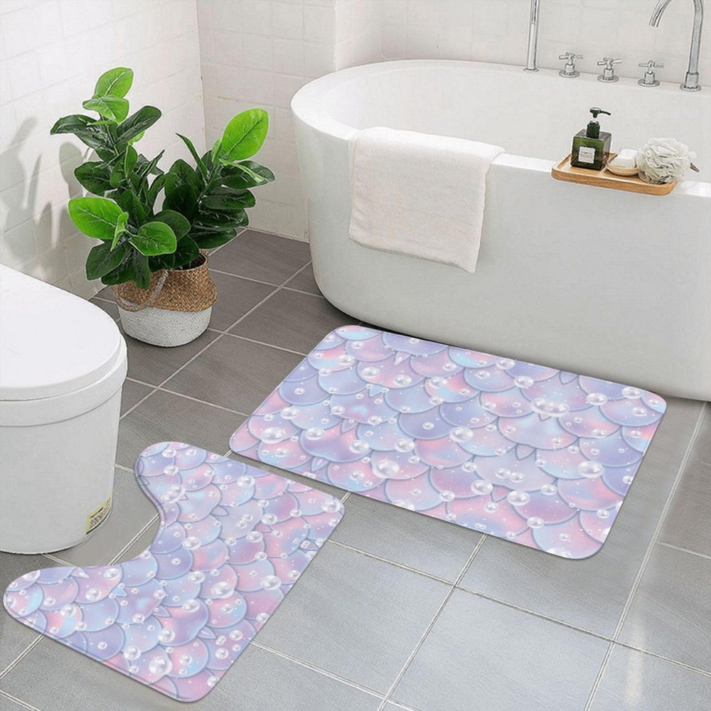 BAFAFA Mermaid Scales Bathroom Rug Set, 2-Piece