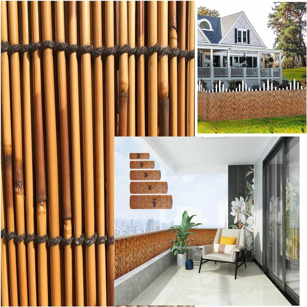 MZQMK Natural Peeled Reed Fence Roll