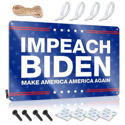 CakJuice Vintage Metal Sign, Funny “Impeach Biden—Make America Again” Tin Sign, Outdoor Patio and Porch Decor, 20 x 30 cm