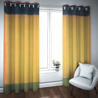 Deertweet Home Mark Rothko Artwork HD-Printed Blackout Curtains, Yellow Green, Noise-Reducing, 2-Piece Set, H183 x W132