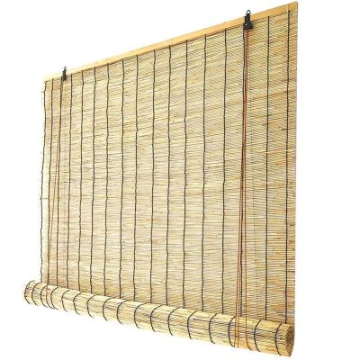 DGSFES Natural Black-Line Reed Curtain, Retro Bamboo Roller Blind, 125 x 220 cm