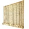 DGSFES Natural Black-Line Reed Curtain, Retro Bamboo Roller Blind, 125 x 220 cm view 1