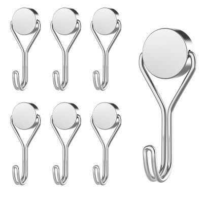 MOGADEE Magnetic Hooks, 6-Pack, Silver, Extra Strong