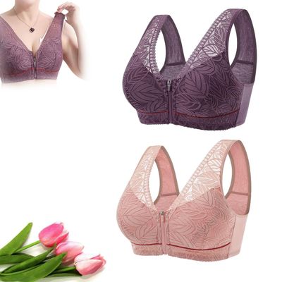 GAMIRA Women's Front-Zip Wireless Comfort Bra, A+B, 52/120
