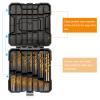 sourcing map 99-Piece Titanium Twist Drill Bit Set, 14 Sizes, 1/17"–37/94" view 4