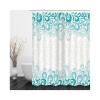 Stfery Fabric Shower Curtain 180 x 180 cm, Blue Wavy Flower Design view 1