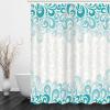 Stfery Fabric Shower Curtain 180 x 180 cm, Blue Wavy Flower Design view 2
