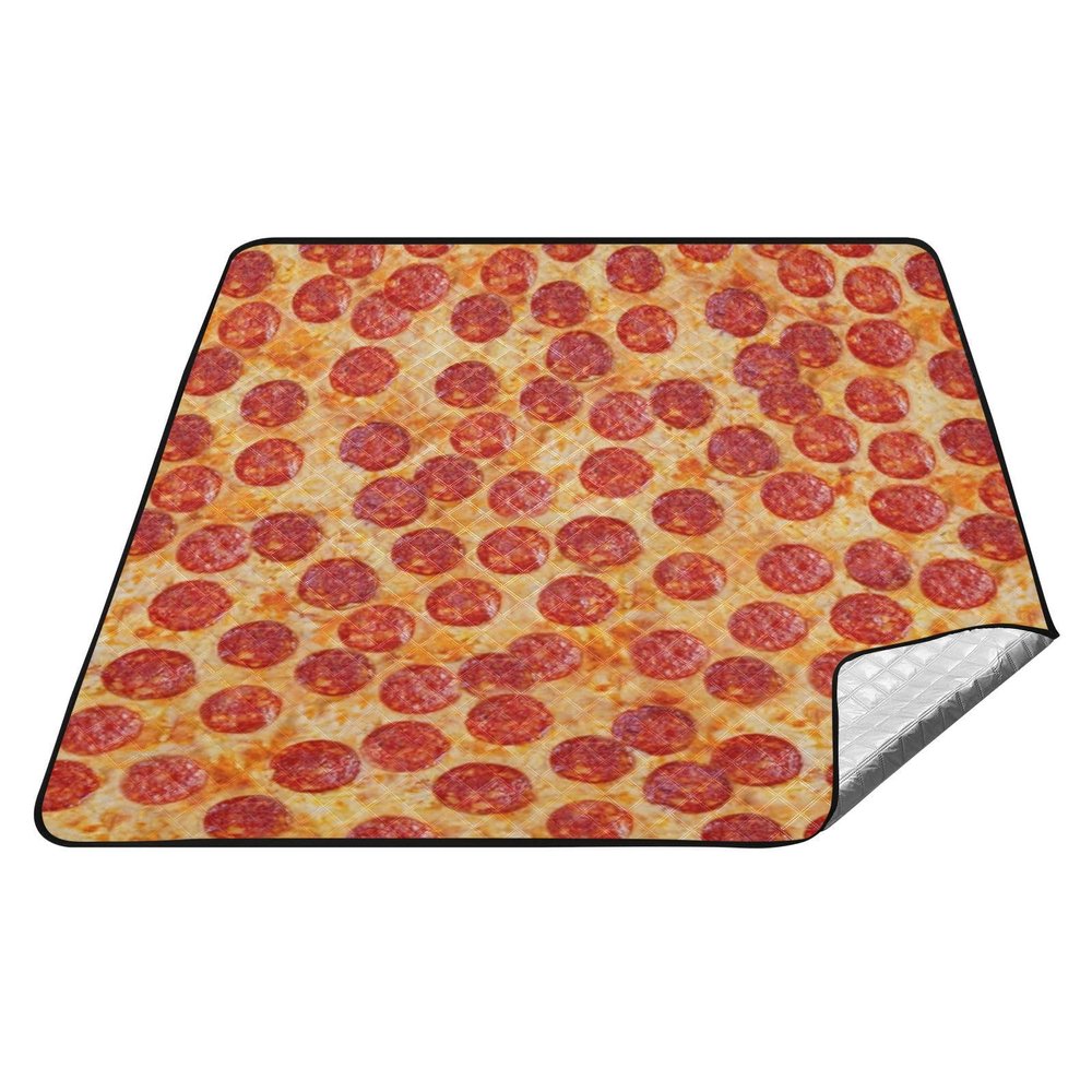 YOUJUNER Picnic Blanket, 200 x 200 cm, 3D Pizza Print, Waterproof