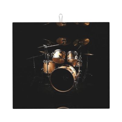Cool Drum Set Microfiber Dish Drying Mat, 16 x 18 in