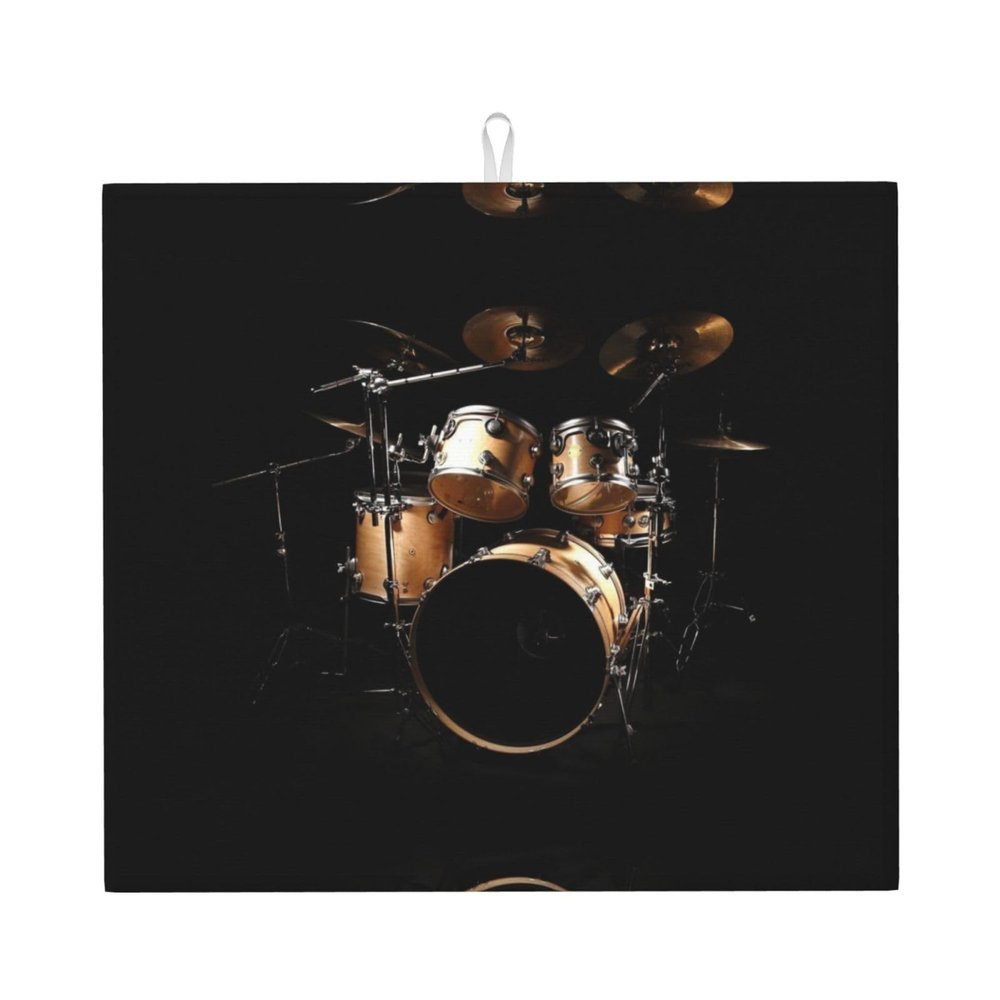 Cool Drum Set Microfiber Dish Drying Mat, 16 x 18 in