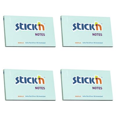 Stick'n Jot It On #5 Sticky Notes, 76 x 127 mm, Pastel Blue, 4-Pack