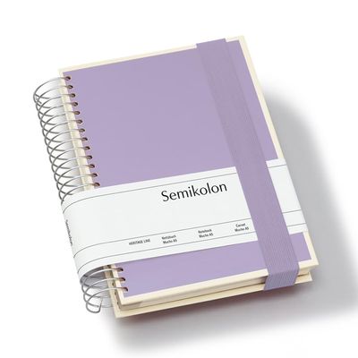 Semikolon 370070 Mucho A5 Spiral Notebook, 15.7 x 21.7 cm, 110 Squared, Lined, and Blank Pages Each, Lilac Silk