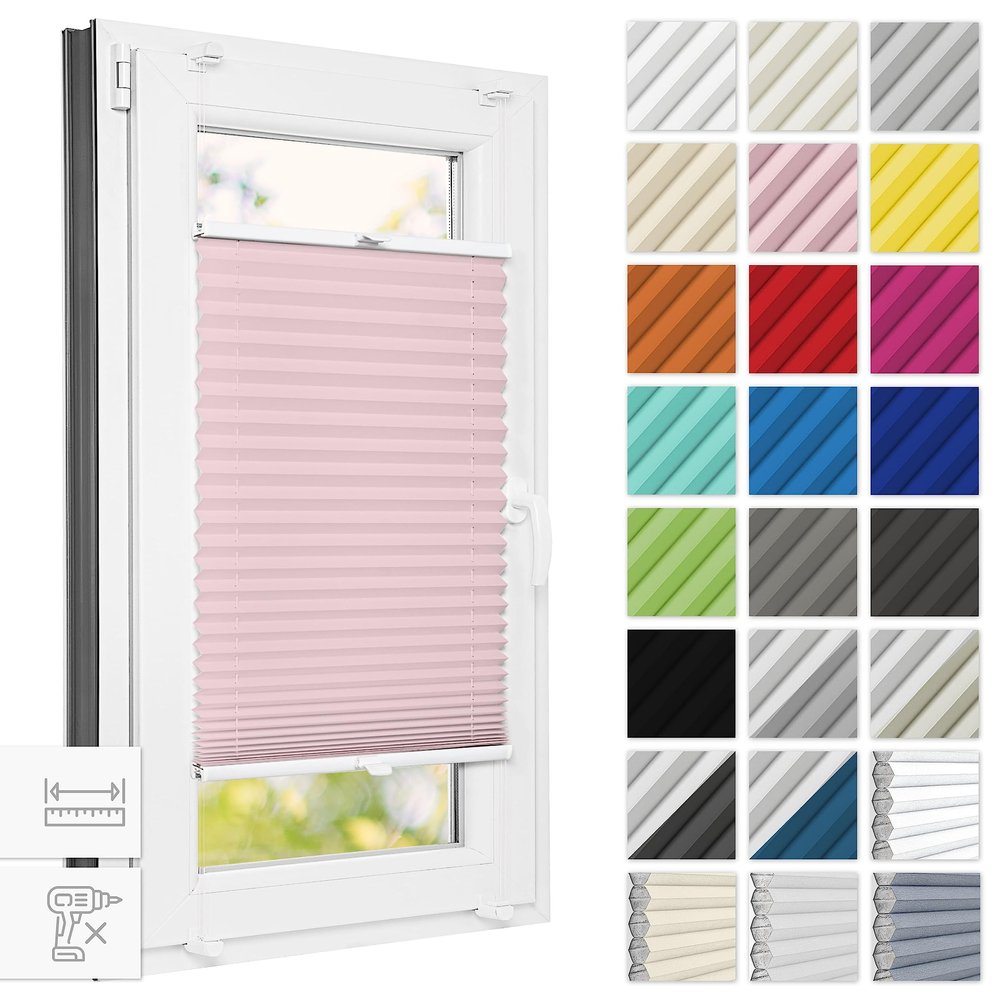 Estika No-Drill Pleated Blind 115 x 80 cm, Pink