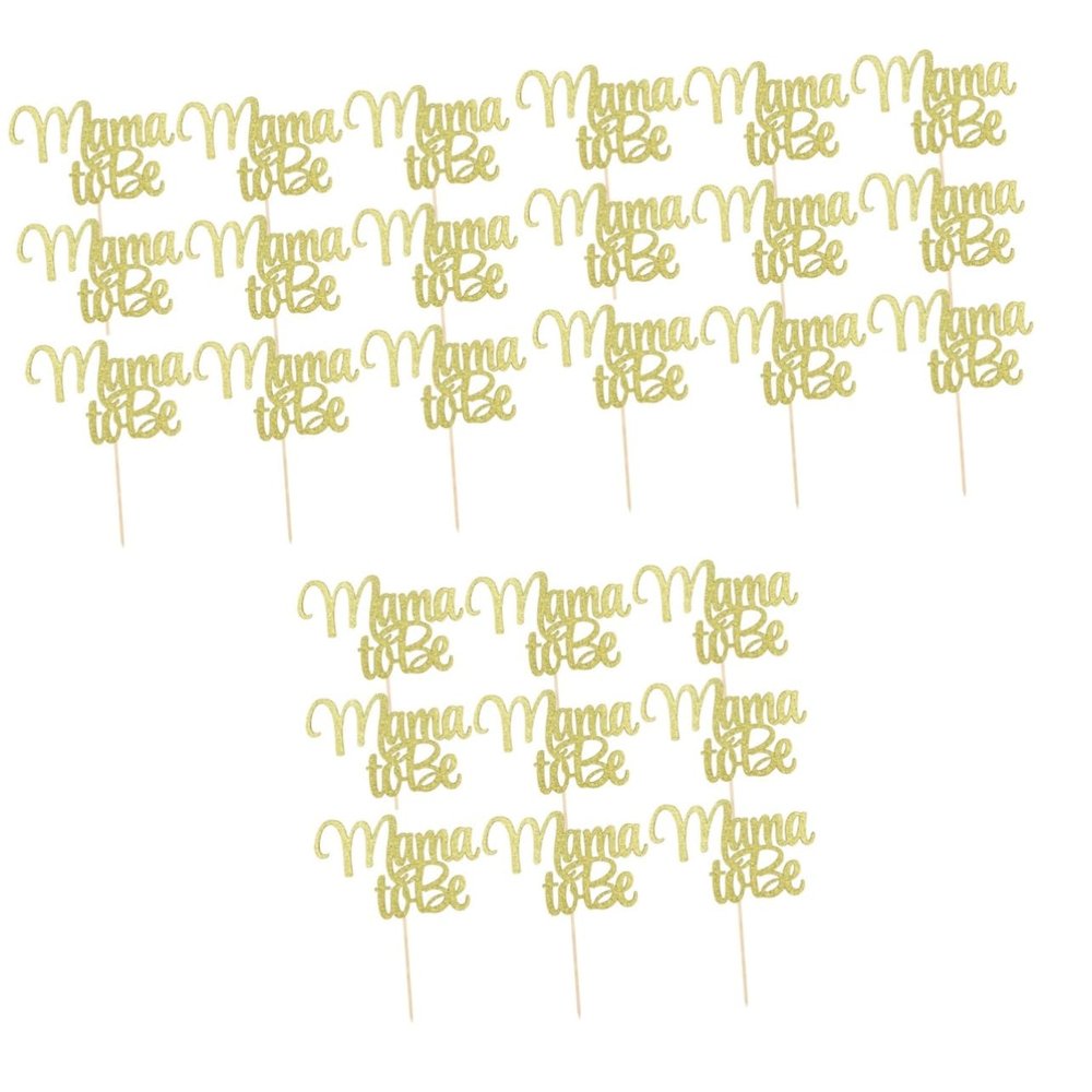Abaodam 3 Sets Elegant Mother's Day Cake Toppers, Glitter Cupcake Picks, 12 Pieces × 3