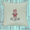 Kleckerliese 40 x 40 cm Pink Cushion Cover, Native American Animal Motif, Brown Bear “Big Cousin” view 3