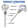 RTD PT100 Temperature Sensor Probe, 1/2" NPT Thread, Stainless Steel, -200–420°C (100 mm) view 2