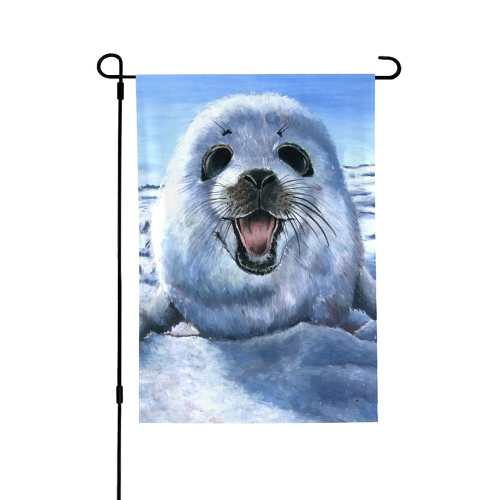 Harp Seal Wallpaper Garden Flag, Double-Sided, 71 x 102 cm, Welcome Farm Outdoor Decor