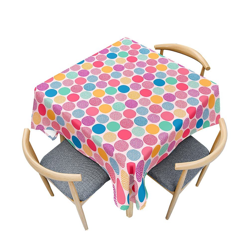 Chickwin Colorful Polka Dot Polyester Tablecloth, Square, 180 x 180 cm