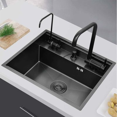 Concealed 304 Stainless Steel Nano Single-Bowl Kitchen Sink, Black, 55 x 45 cm