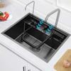 Concealed 304 Stainless Steel Nano Single-Bowl Kitchen Sink, Black, 55 x 45 cm view 4