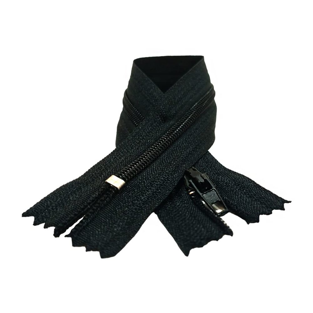 Nylon Zippers No. 3, 24 Colors and Sizes, for Sewing Clothing (10 x 60 cm, Black, 332)