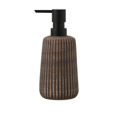 LekLai Ceramic Soap Dispenser, Refillable Lotion/Shampoo Pump, Dark Brown, 400 ml