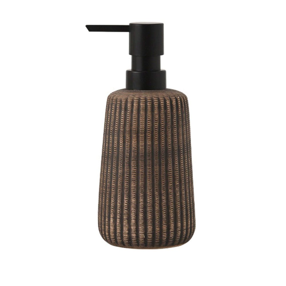 LekLai Ceramic Soap Dispenser, Refillable Lotion/Shampoo Pump, Dark Brown, 400 ml