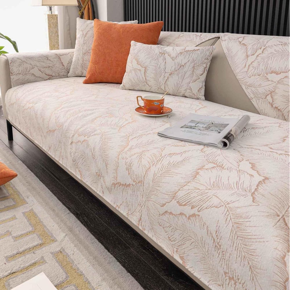MTHGH L-Shaped Sofa Cover, Non-Slip Waterproof Sofa Protector, White Pillowcase 30x50cm