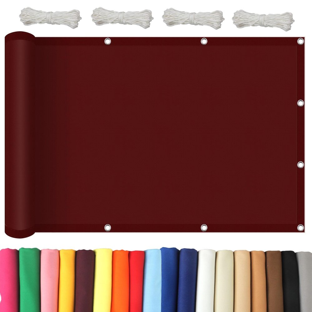 Rectangular Sun Shade Sail 2.5 x 7 m, Windbreak Canopy, 98% UV Protection, Wine Red