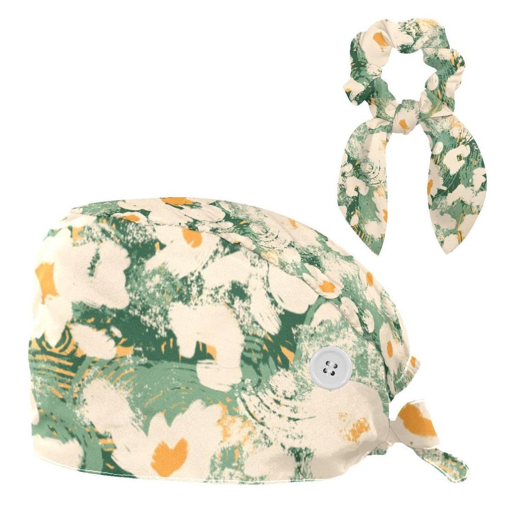 Dinosaur Scrub Turban Caps with Hair Ties, Color 2