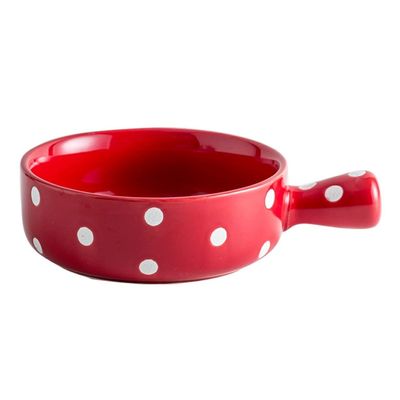 NOVSKI Ceramic Bowl with Handle, Red