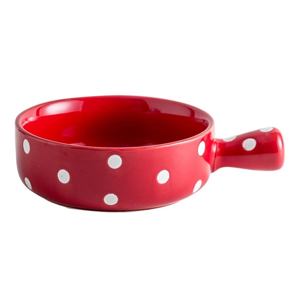 NOVSKI Ceramic Bowl with Handle, Red