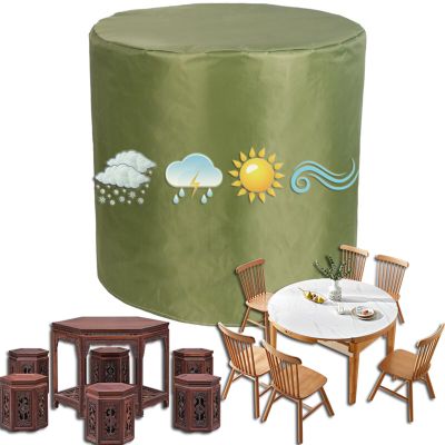 RUANLOV Round Garden Furniture Cover 204 x 60 cm, 420D Oxford Fabric, Ripstop, Tear- and UV-Resistant, Waterproof