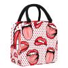 Red Lips and Tongue Dot Pattern Insulated Lunch Bag view 1