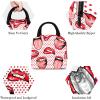 Red Lips and Tongue Dot Pattern Insulated Lunch Bag view 4