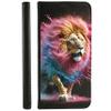 CoverHeld Flip Phone Case for Xiaomi Redmi Note 9 Pro, Faux Leather, Design 3493, Blue Lion with Pink Mane Color Explosion view 1