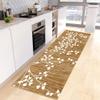 Siunwdiy Non-Slip Washable Hallway Runner, Brown Vintage Kitchen Rug, 50 x 380 cm, White Leaf Pattern view 3