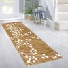 Siunwdiy Non-Slip Washable Hallway Runner, Brown Vintage Kitchen Rug, 50 x 380 cm, White Leaf Pattern view 4