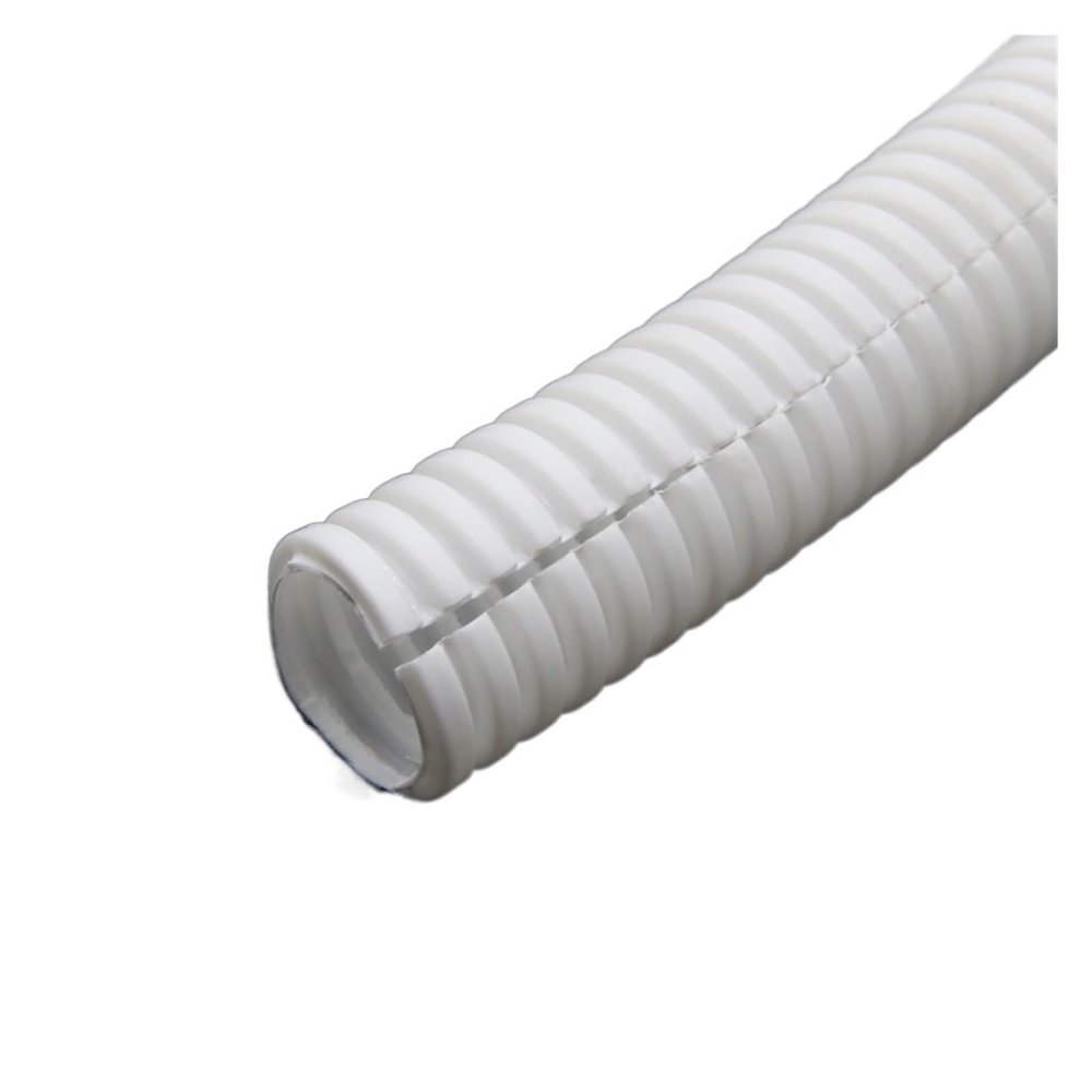 1/5/10 m PP-Insulated Corrugated Wire Conduit, 7.5–34.5 mm, White Open, AD 11.6 × ID 8 mm, 1 m