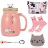 Uiifan Ceramic Cat Mug Set, 16 oz, with Lid view 1