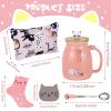 Uiifan Ceramic Cat Mug Set, 16 oz, with Lid view 2