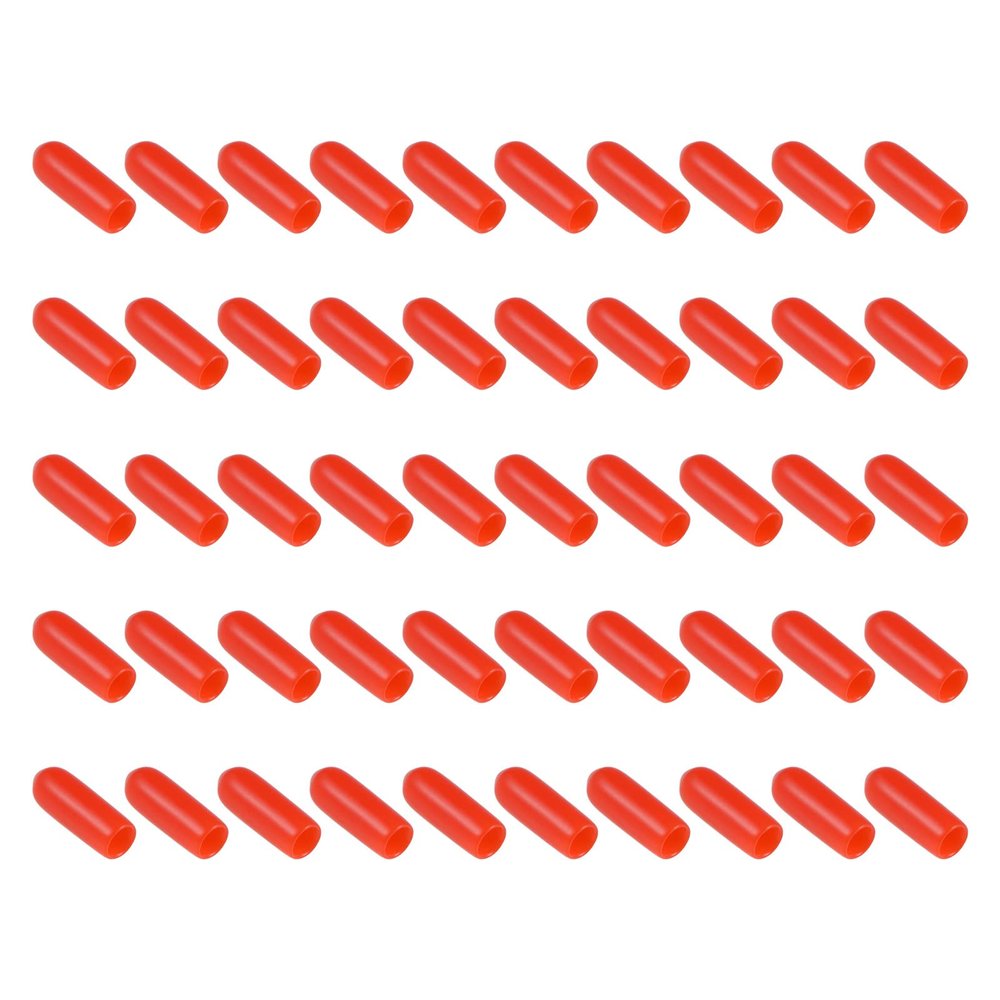 M METERXITY 100-Pack Rubber End Caps, Round Protectors for Outdoor Screws and Threads, 3.5 mm ID, Red