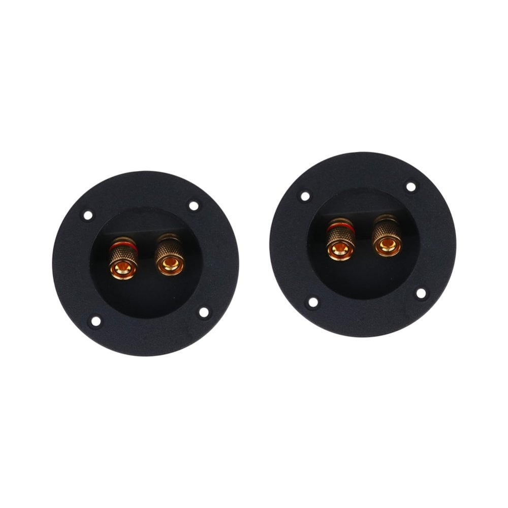 Round Speaker Binding Posts, Black, 2-Piece, ABS and Copper
