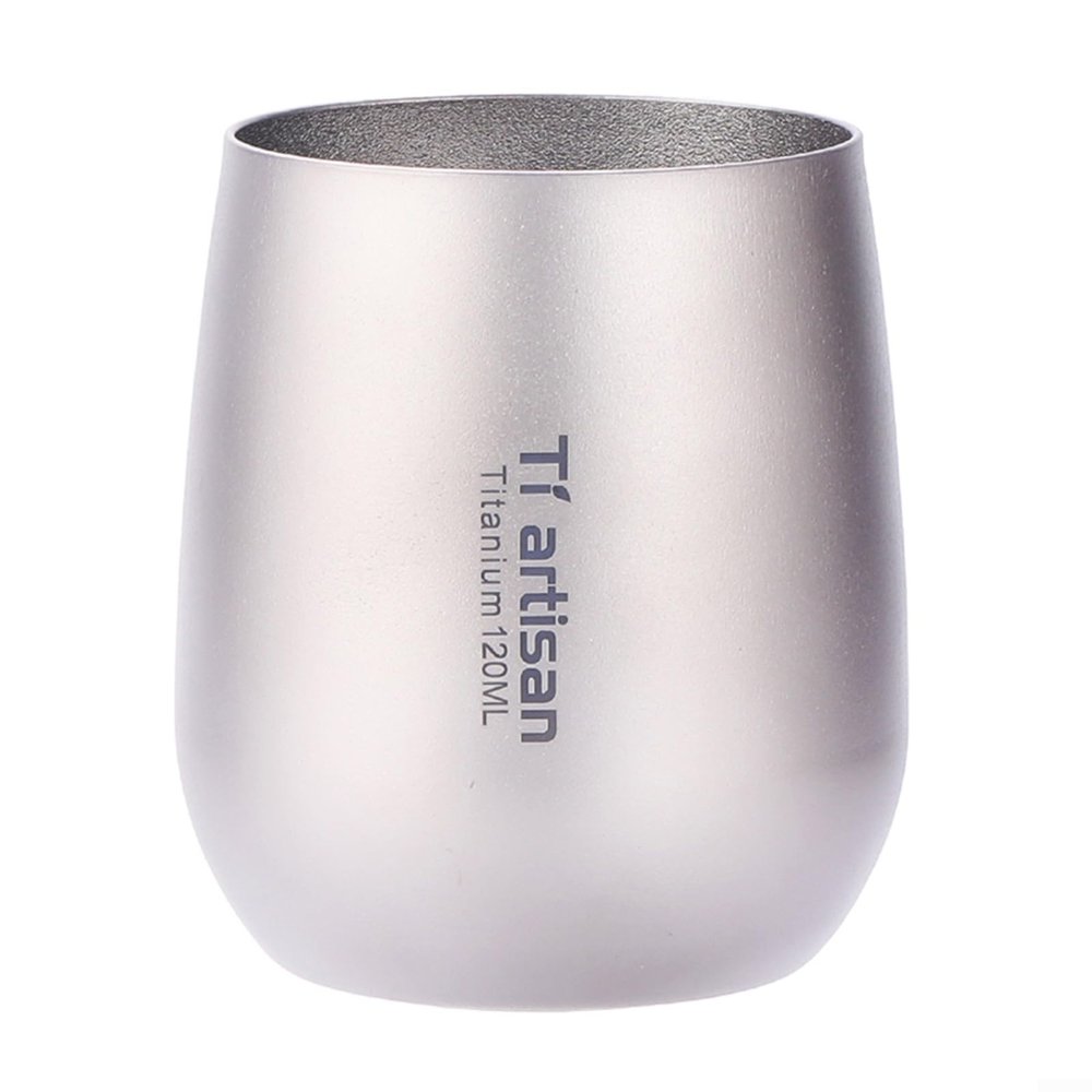 RANRAO 120 ml Ultralight Double-Wall Titanium Camping Cup